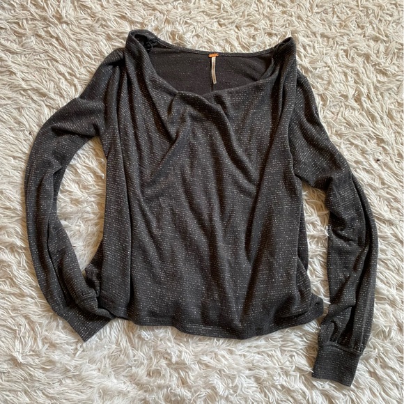 2/$20 FREE PEOPLE Sparkly Cowl-neck Top size XS - Picture 10 of 12
